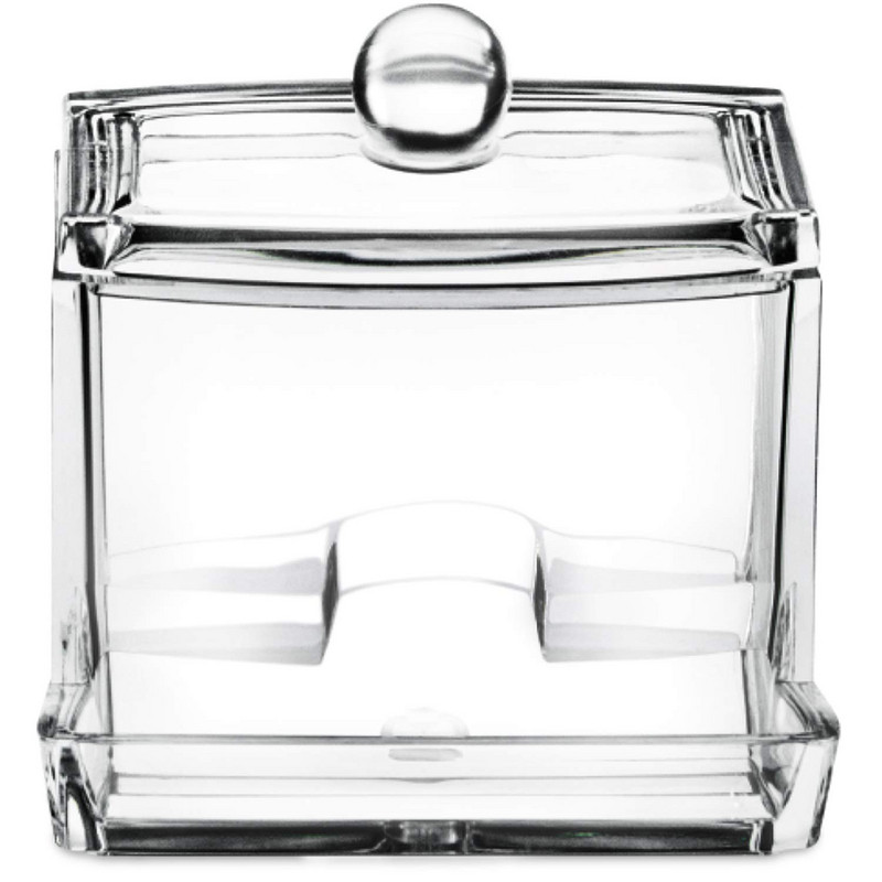 Акрилна кутия подходяща за съхранение на клечки за уши и малки принадлежности за баня