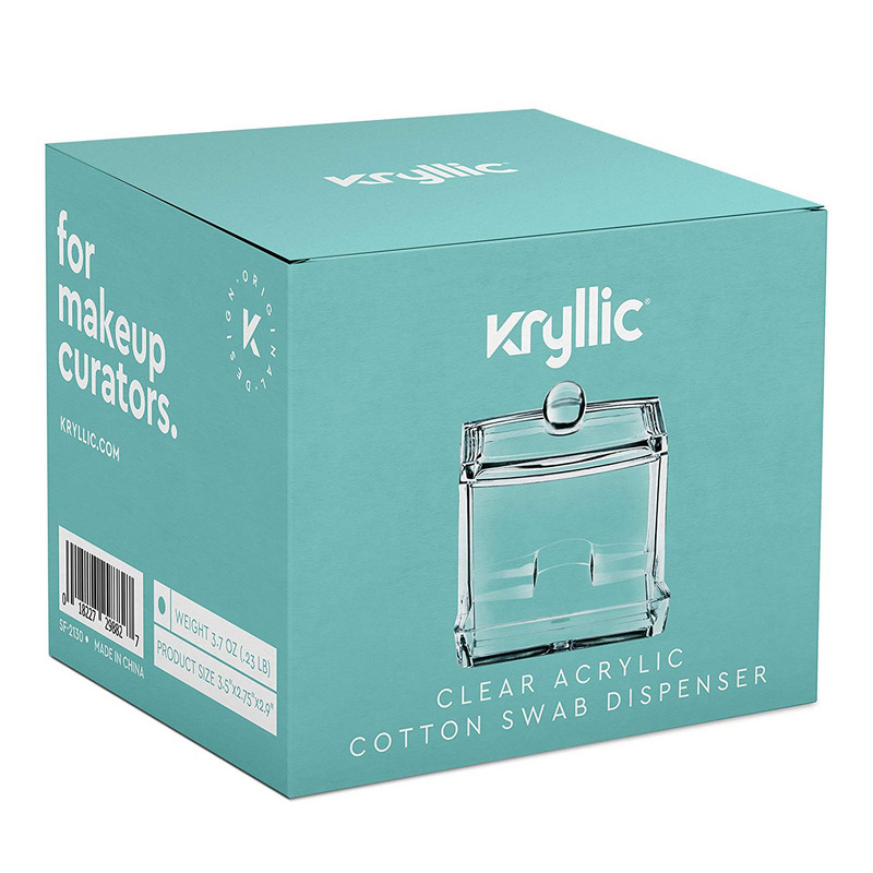 Акрилна кутия подходяща за съхранение на клечки за уши и малки принадлежности за баня