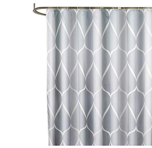 Водоустойчива завеса за баня в сив цвят + пластмасови халки за закачане  - размер 180 х 180 см