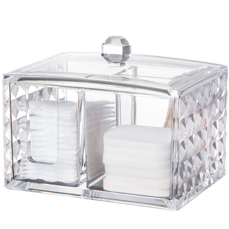 Acrylic organizer for storage of cosmetic accessories - storage box for earplugs and cotton swabs