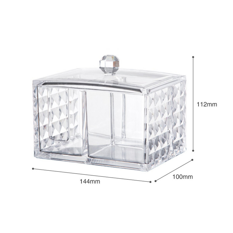 Акрилен органайзер за съхранение на козметични принадлежности - кутия за съхранение на клечки за уши и памучни тампони