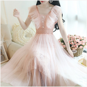 Modern női hosszú ruha három színben, tüllel