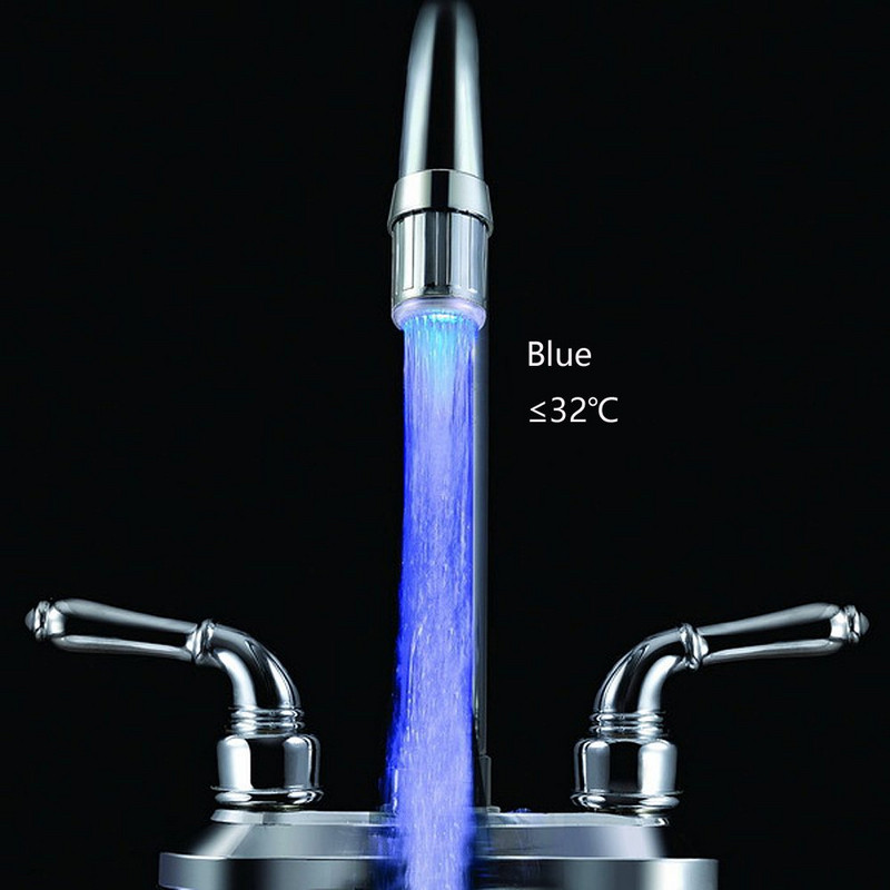 Светещ накрайник за чешма променящ цвета си спрямо температурата на водата - без батерия