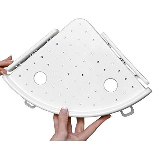 Műanyag sarokpolc minden felületre öntapadó fehér színben - sarokpolc fürdőszobába - 23x23 cm