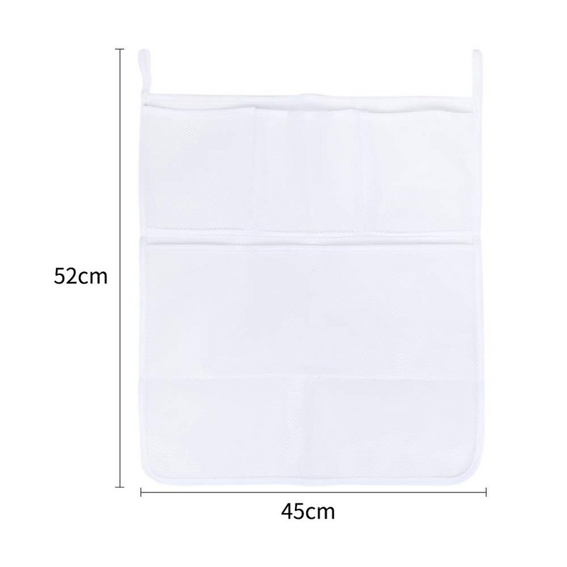 Мрежест органайзер за съхранение на играчки за баня с 4 джоба и самозалепващи се куки - 52х45 см