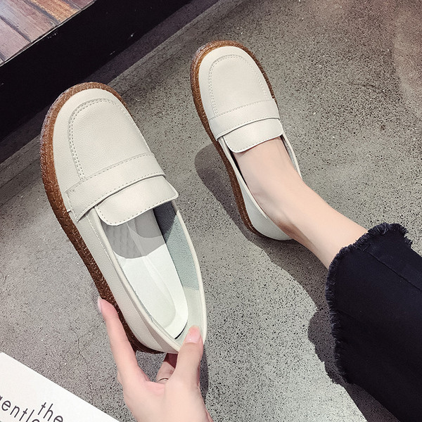 Mocasini de dama din piele ecologica de culoare alba