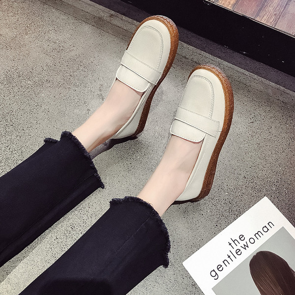 Mocasini de dama din piele ecologica de culoare alba