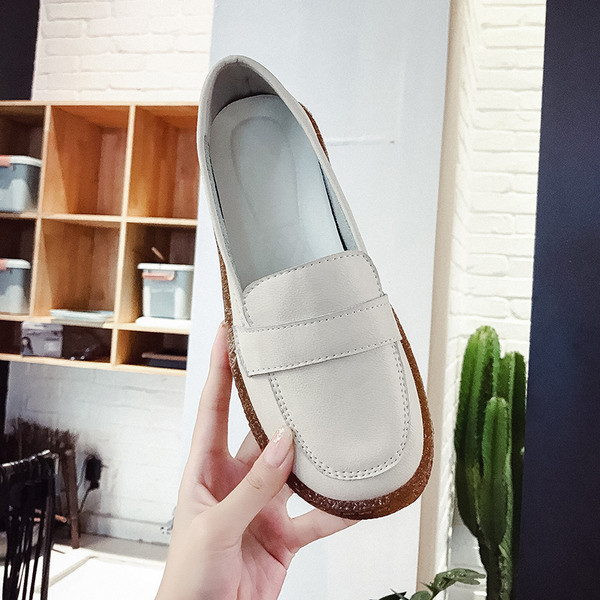 Mocasini de dama din piele ecologica de culoare alba