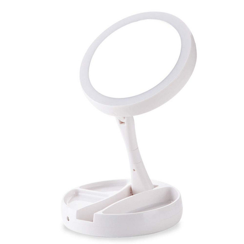 Összecsukható modell LED tükör beépített lámpával fehér színben