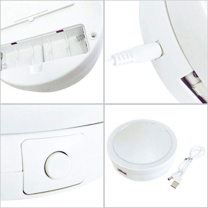 Összecsukható modell LED tükör beépített lámpával fehér színben