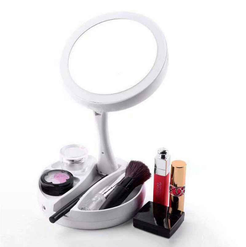 Összecsukható modell LED tükör beépített lámpával fehér színben