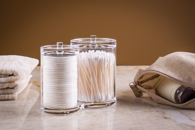 Szervező fülpárnák és sminkpárnák számára, két 14 cm magas rekesszel