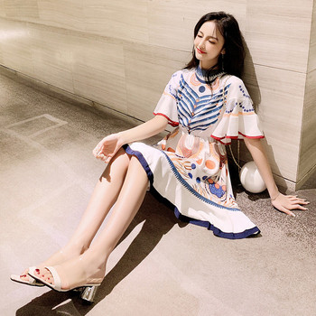 Rochie scurta de dama moderna cu imprimeu