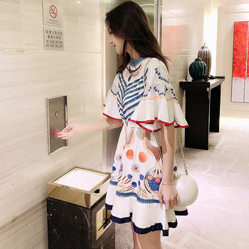 Rochie scurta de dama moderna cu imprimeu