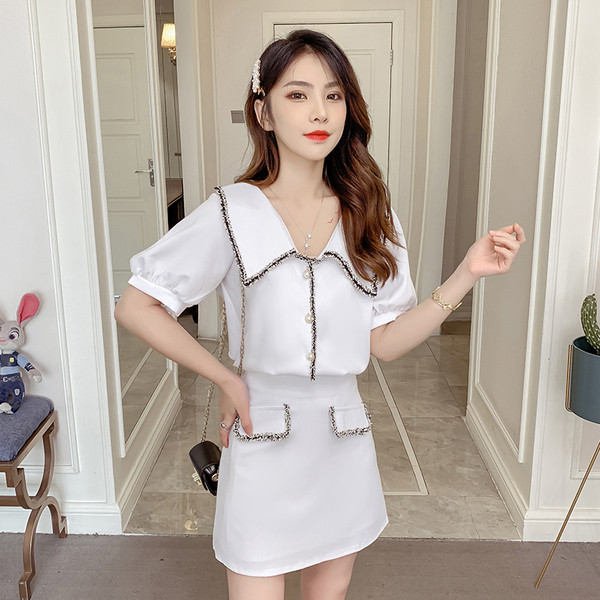 Modern női szoknya és ing szett két színben