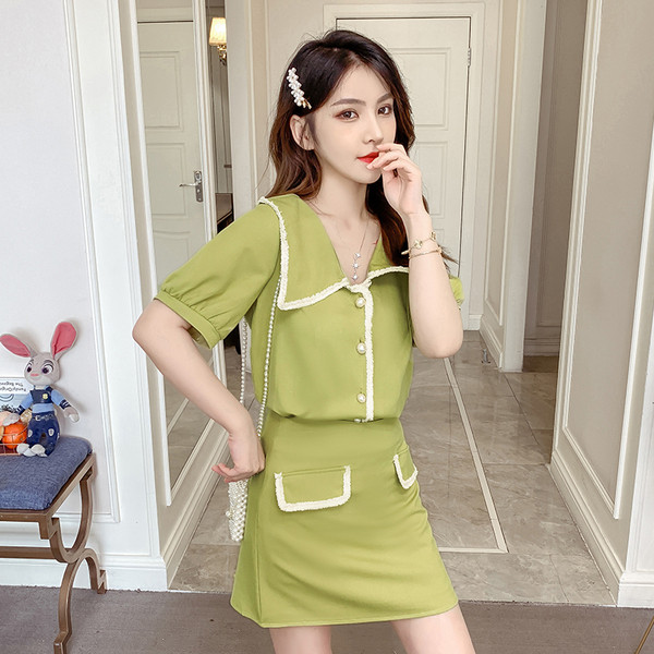 Modern női szoknya és ing szett két színben