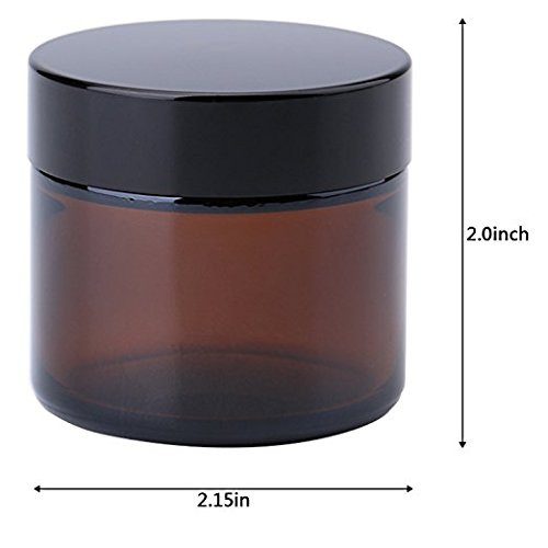 Hordozható kozmetikai üvegedény kerek formában, fekete kupakkal - 60 ml