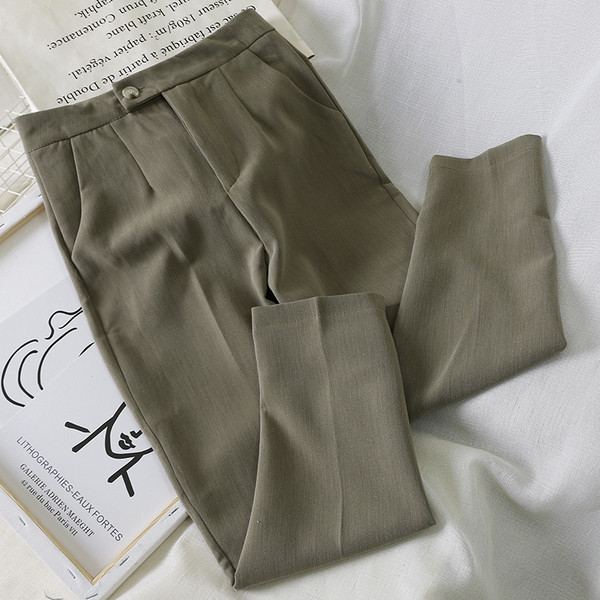 Pantaloni de dama stilati model drept cu talie inalta in mai multe culori