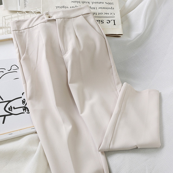 Pantaloni de dama stilati model drept cu talie inalta in mai multe culori