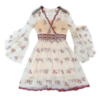 Modern női ruha két színben, virágmintával