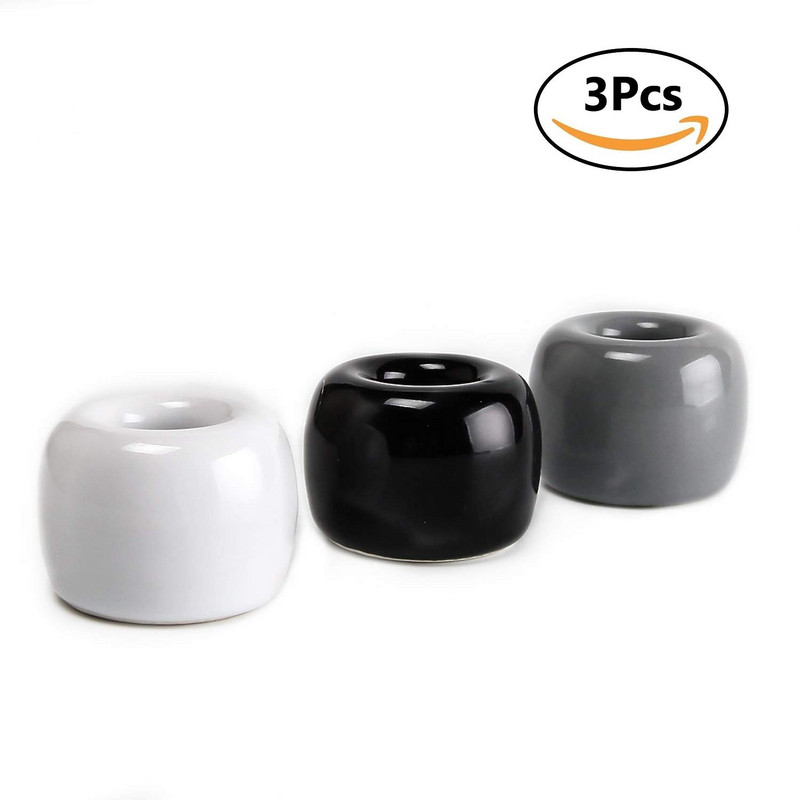 Suport mic din ceramică pentru stilou și periuță de dinți rotundă cu dimensiunea 3x3 cm - trei culori