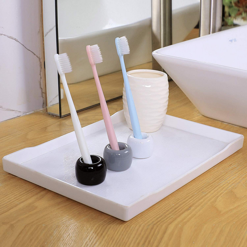 Suport mic din ceramică pentru stilou și periuță de dinți rotundă cu dimensiunea 3x3 cm - trei culori