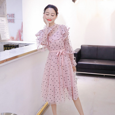 Modern női pöttyös ruha három színben