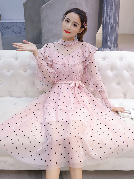 Modern női pöttyös ruha három színben