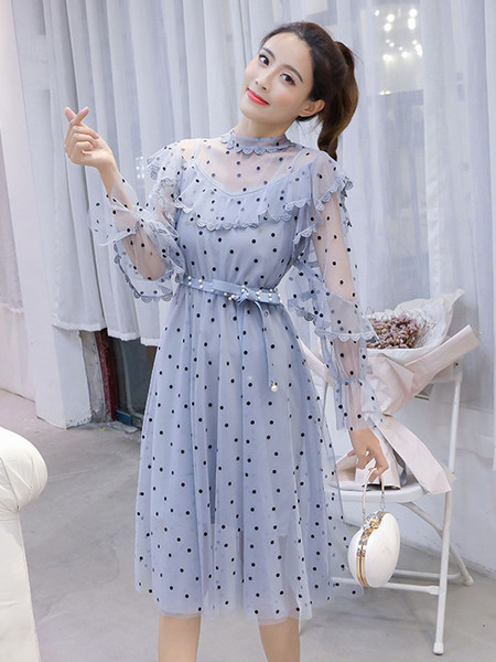 Modern női pöttyös ruha három színben