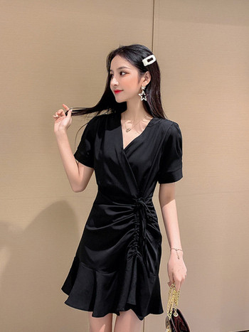 Rochie casual de dama in trei culori cu maneca scurta