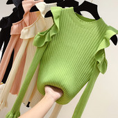 Modern női pulóver O-nyakkal, négy színben