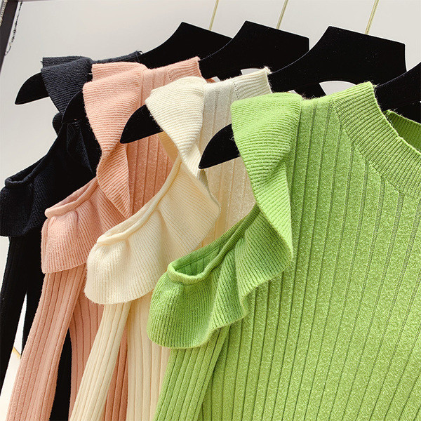 Modern női pulóver O-nyakkal, négy színben