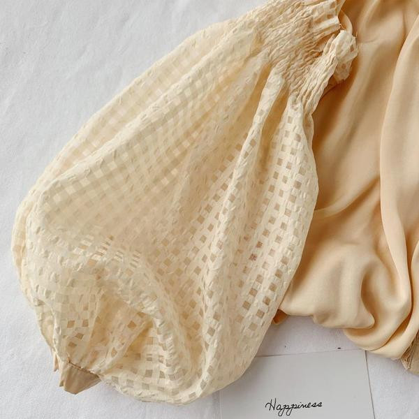 Cămașă elegantă de damă cu bretele și mâneci largi în bej