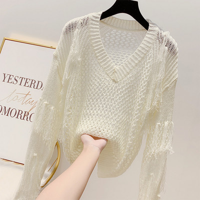 Pulover de dama modern cu decolteu in V in mai multe culori