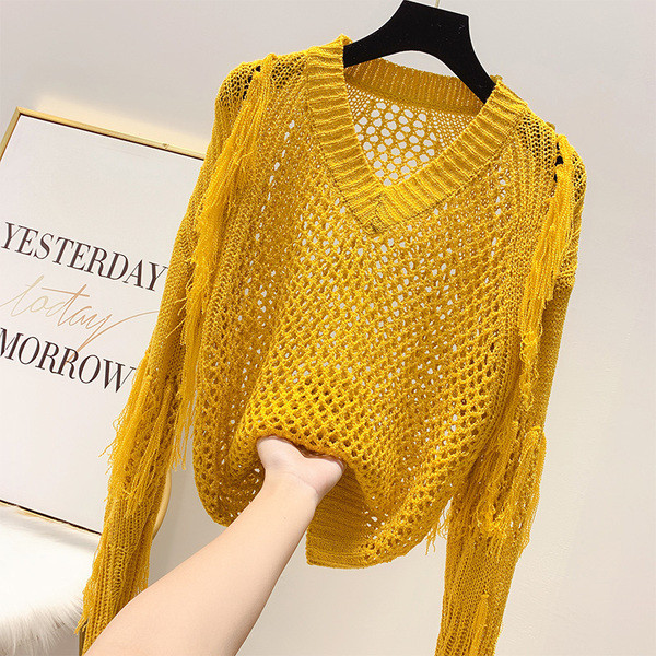 Pulover de dama modern cu decolteu in V in mai multe culori