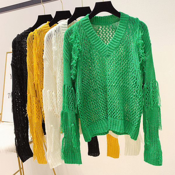 Pulover de dama modern cu decolteu in V in mai multe culori