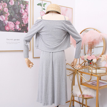 Modern női ruha + mellény vékony pántokkal szürke és fekete színben