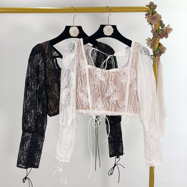 Átlátszó csipke blúz - két színben