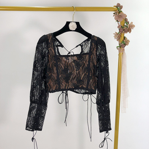 Átlátszó csipke blúz - két színben