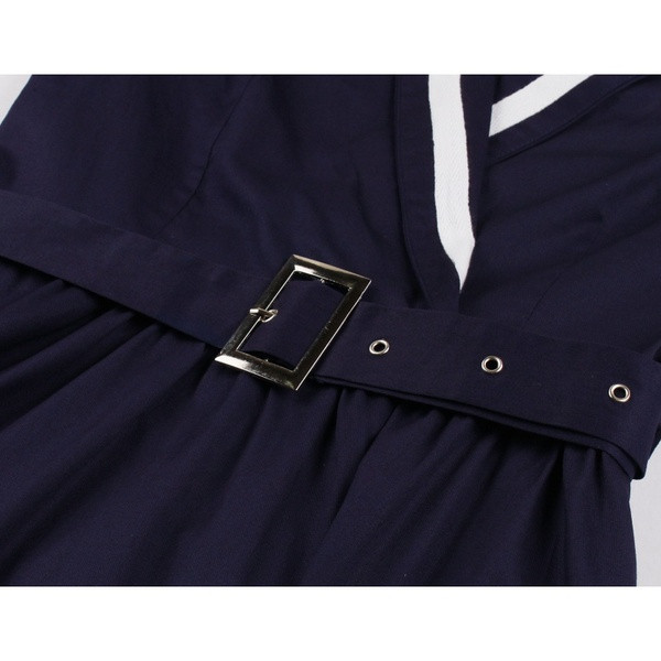 Rochie eleganta de dama cu maneci 3/4 si curea in albastru