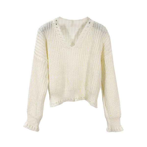 Női pulóver V-nyakú és hosszú ujjú három színben