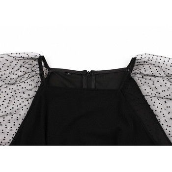 Stílusos női ruha 3/4-es ujjal és szögletes nyakkivágással, fekete színben