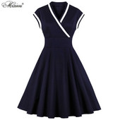 Alkalmi női ruha V-nyakú kék színben