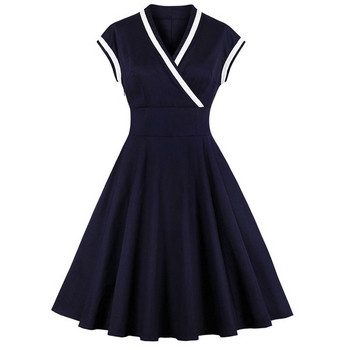 Alkalmi női ruha V-nyakú kék színben