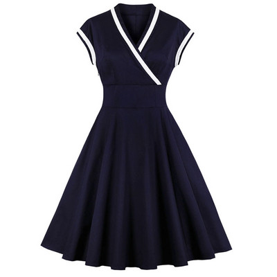 Alkalmi női ruha V-nyakú kék színben