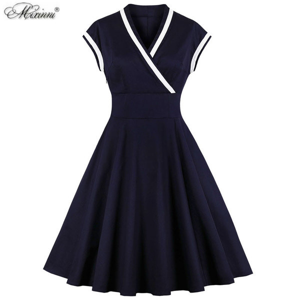 Alkalmi női ruha V-nyakú kék színben