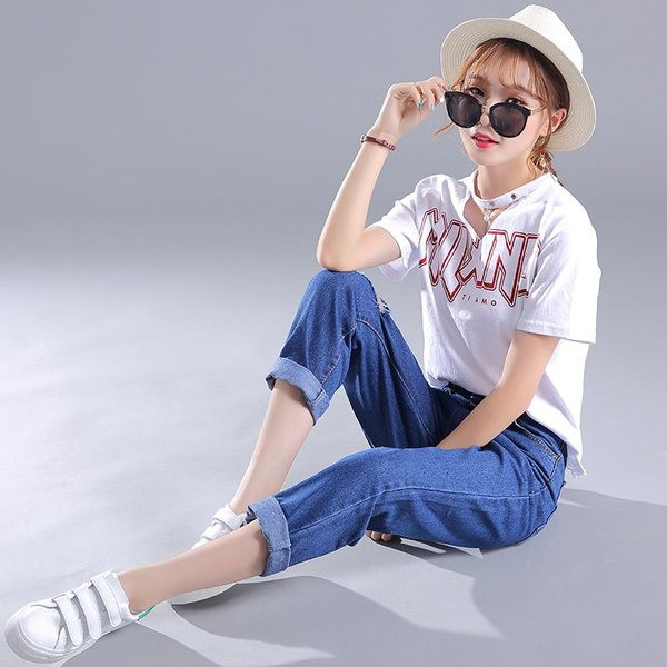 Blugi moderni de dama cu talie inalta in albastru