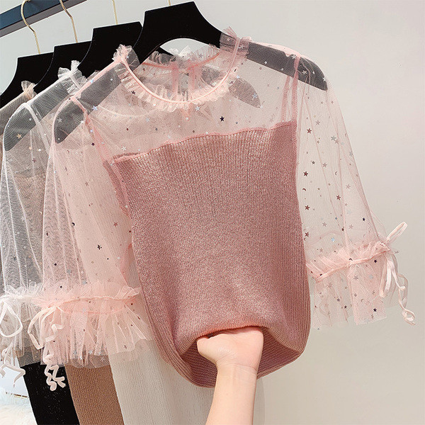 3/4 ujjú női pulóver több színben