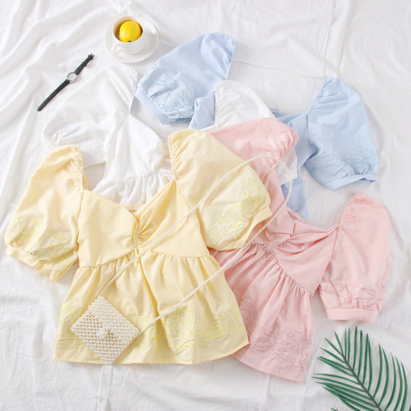 Cămașă de damă modernă cu broderie în mai multe culori