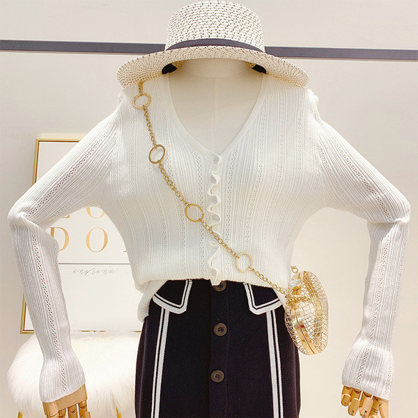 Fehér színű női kötött kardigán